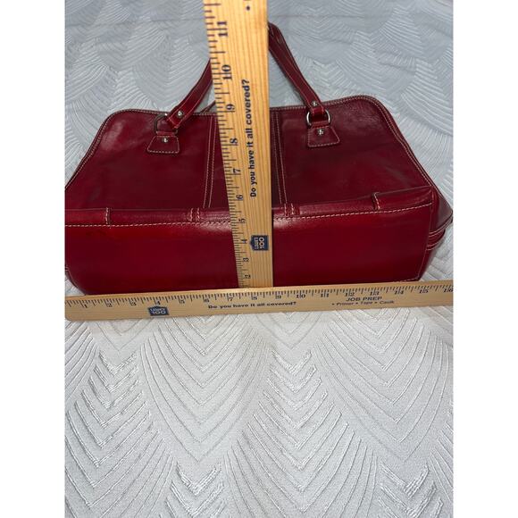 Red Leather Handcrafted Italy Large Tote + Marlo Crossbody Set, Excellent Cond. - Picture 9 of 17